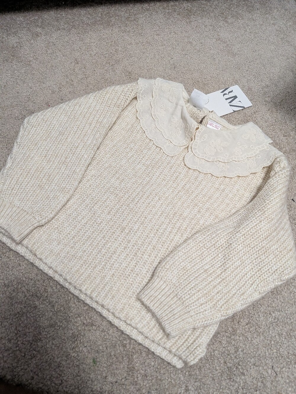 ZARA Girls Cream Knit Sweater - Classic White/Cream